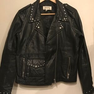 Mango leather jacket BLACK